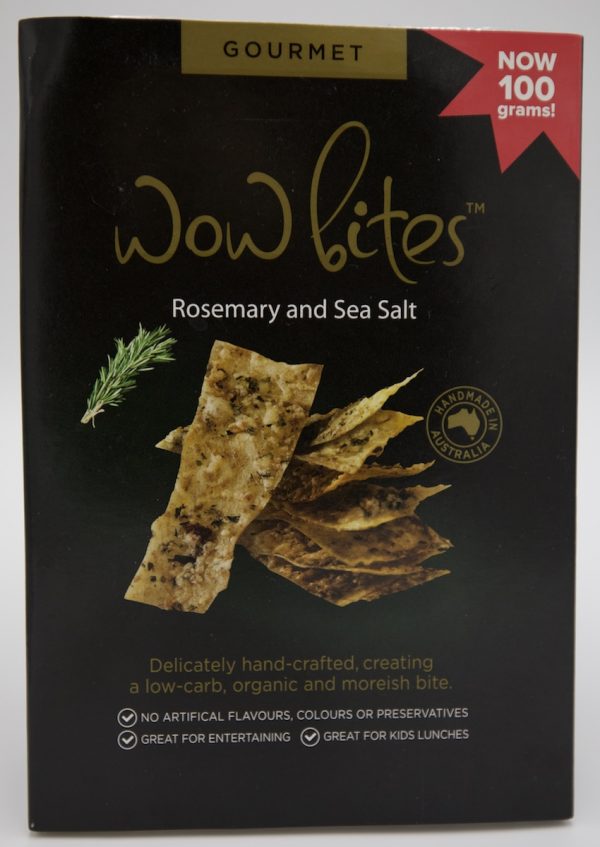 Delicious freshly made rosemary and sea salt crackers in black gourmet packaging - single pack
