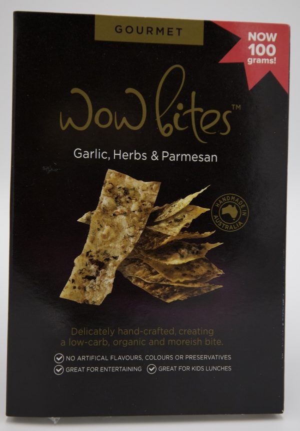 Crunchy bespoke crackers, garlic herbs and parmesan flavour